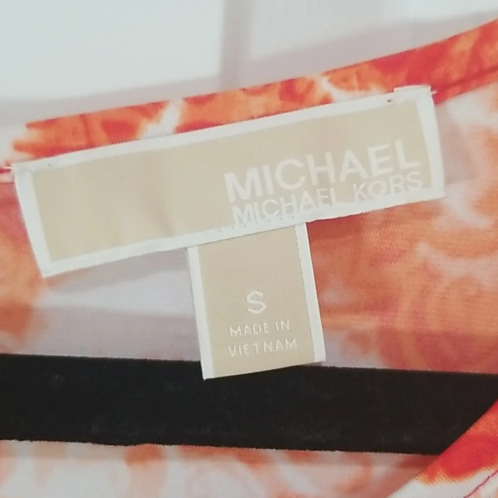 Michael kors white and orange print dress small
